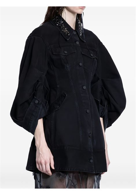 Cappotto corto in denim con cristalli in nero SImone Rocha -donna SIMONE ROCHA | 6113B1239BLKJT